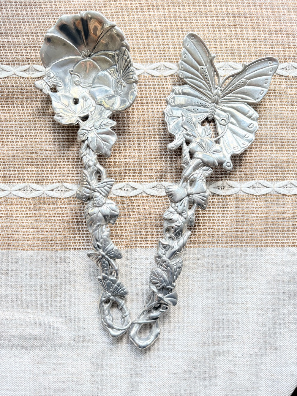 🌾 Arthur Court Silver Butterfly & Floral Decorative Spoon Pair